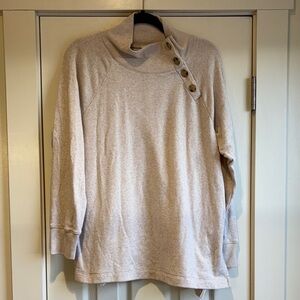 J. Crew | Cream/Tan Mock Neck Sweater Off Center Buttons Size Large